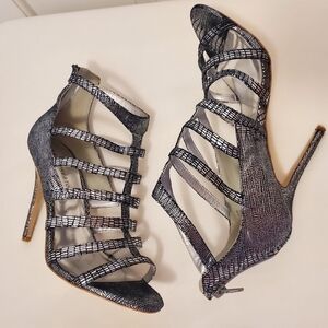 Kate Preston Caged Silver Metallic Stilleto  size 9.5M